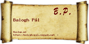 Balogh Pál névjegykártya